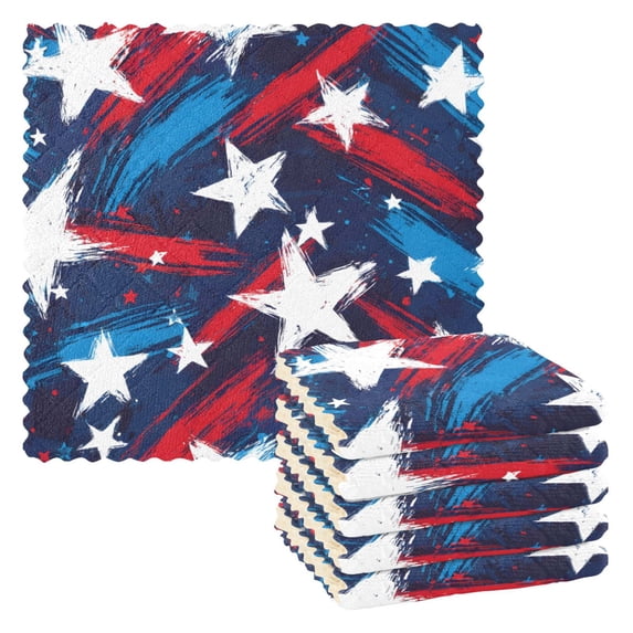 Cool Star Pattern Dish Towels 6 Pack Kitchen Cleaning Dish Cloths Absorbent Reuseable Cleaning Cloths 11'' x 11''
