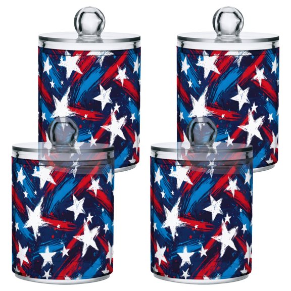 Cool Star Pattern Plastic Storage Jar 4 Pack Clear Translucent Canisters Dustproof Lid
