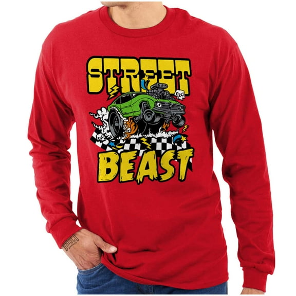 Cool Street Beast Cartoon Racecar Men's Long Sleeve Tee T Shirt Brisco Brands S