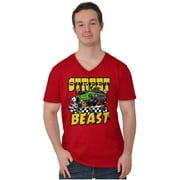 Cool Street Beast Cartoon Racecar V Neck T Shirt Tees Men's Brisco Brands X