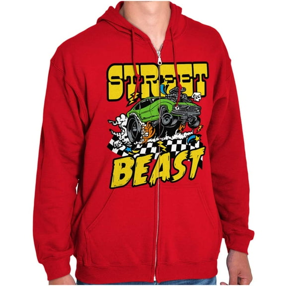 Cool Street Beast Cartoon Racecar Zip Hoodie Sweatshirt Men Brisco Brands S