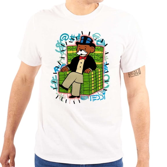 Cool Streetwear Cash Chair Teddy Bear Men's Graphic T Shirt Tees Brisco Brands L