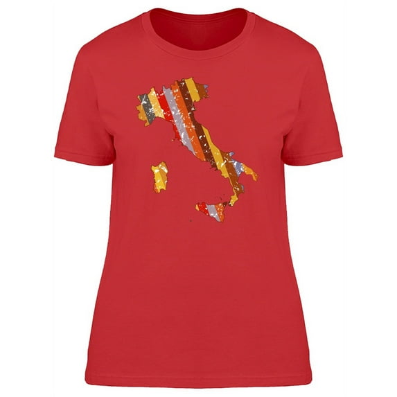 Cool Striped Italy Map T-Shirt Women -Image by Shutterstock, Female Large