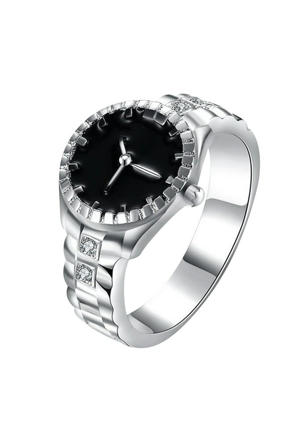 Cool Style Watch Model Band Ring Graduation Birthday Gift Silver Plated Statement Rings for Unisex