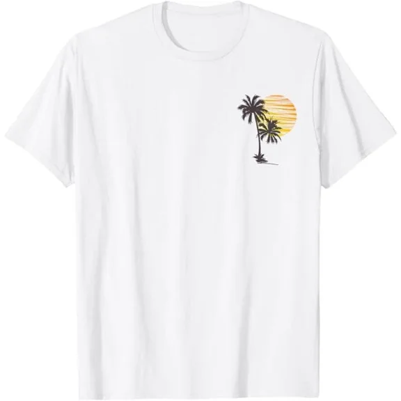 Cool Summer Vacation Sunset Beach Palm Tree T-Shirt for Men & Women