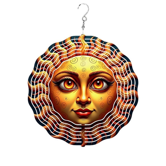 Cool Sun Face Wind Spinners 10 Inch Stainless Steel Hanging Garden Decor for Indoor Outdoor Christmas Gift