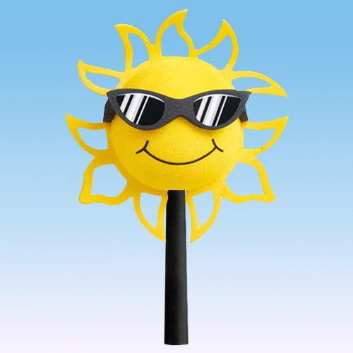 Cool Sun With Black & White Sunglasses Car Roof Topper - Magnetic Antenna Ball Stand For Cars & Trucks