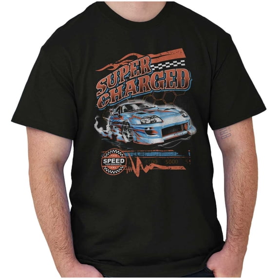 Cool Super Charged Racecar Speed Men's Graphic T Shirt Tees Brisco Brands S