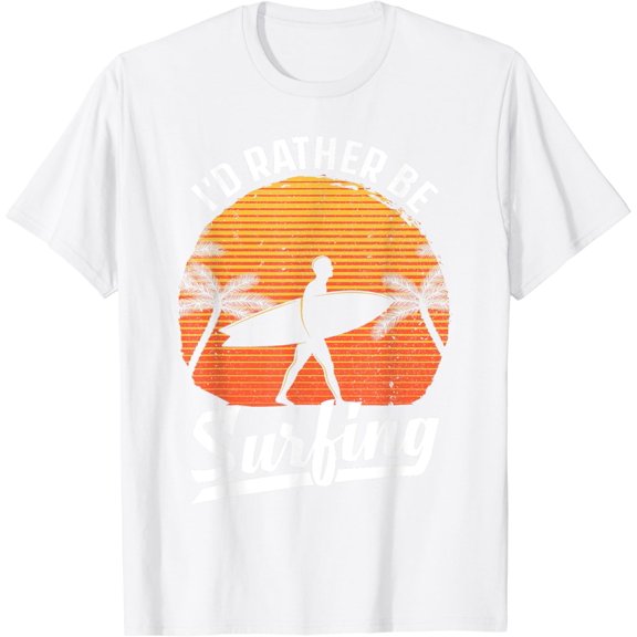 Cool Surf Art For Men Women Surfing Retro Surfer Sunset T-Shirt100% cotton