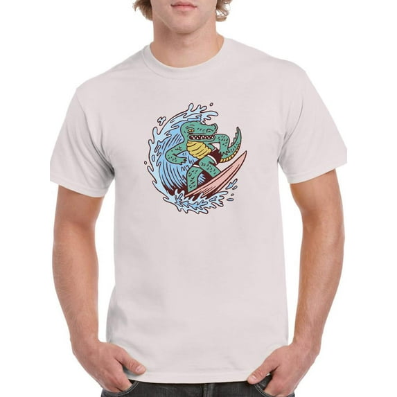 Cool Surfer Crocodile T-Shirt Men -Smartprints Designs, Male 4X-Large