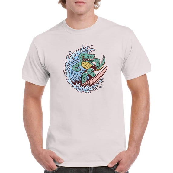 Cool Surfer Crocodile T-Shirt Men -Smartprints Designs, Male Large