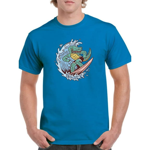 Cool Surfer Crocodile T-Shirt Men -Smartprints Designs, Male x-Large