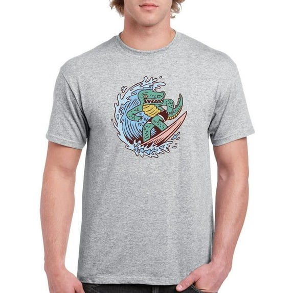 Cool Surfer Crocodile T-Shirt Men -Smartprints Designs, Male x-Large