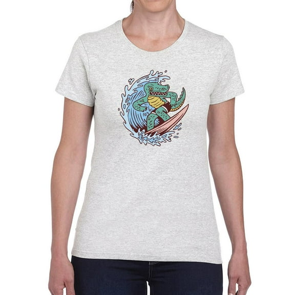 Cool Surfer Crocodile T-Shirt Women -Smartprints Designs, Female 3X-Large