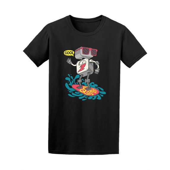 Cool Surfer Robot Graphic T-Shirt - Image by Shutterstock, Male XX-Large