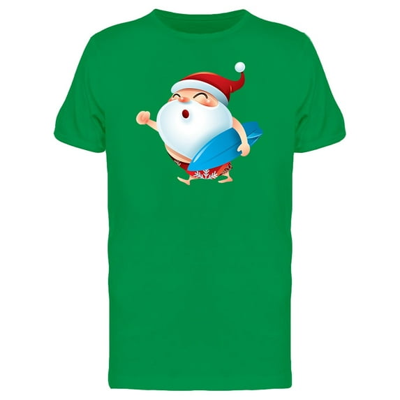 Cool Surfer Santa Claus Cartoon Tee Men's -Image by Shutterstock