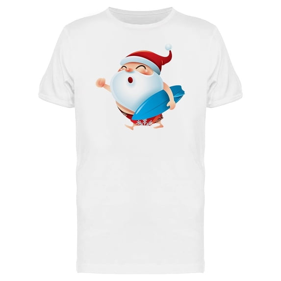Cool Surfer Santa Claus Cartoon Tee Men's -Image by Shutterstock