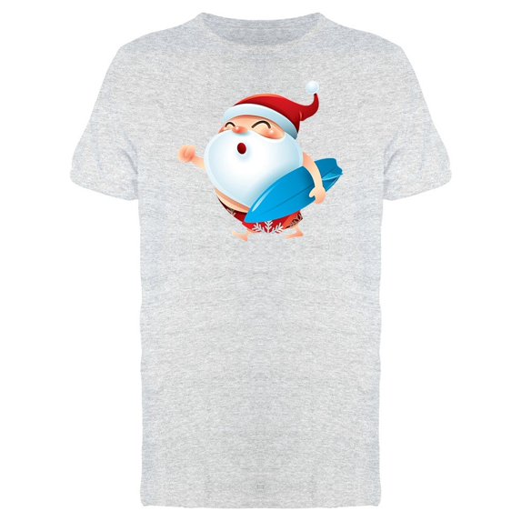 Cool Surfer Santa Claus Cartoon Tee Men's -Image by Shutterstock