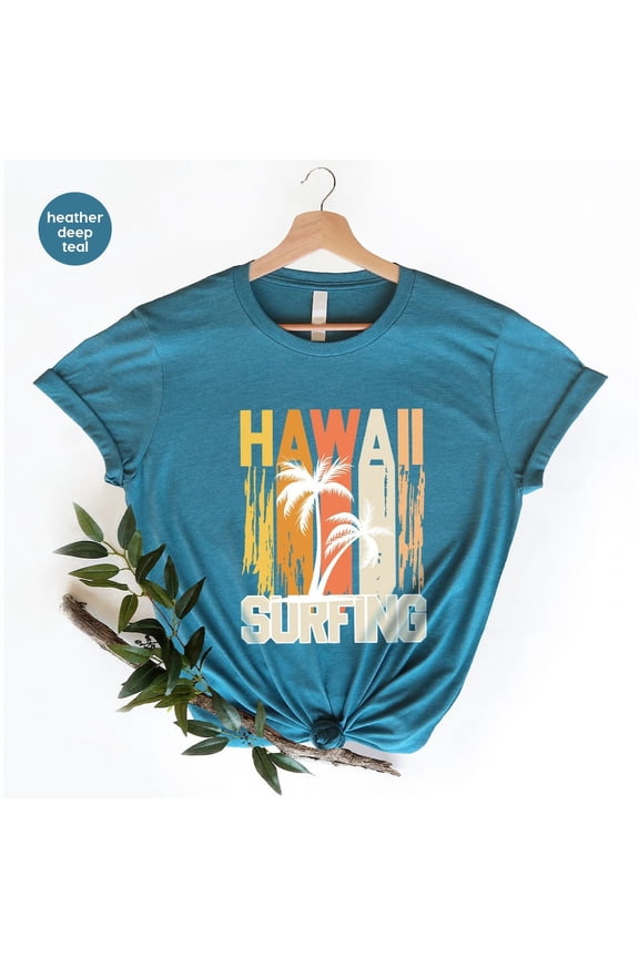 Cool Surfer Tshirt, Surf Graphic Tees, Surfing T-Shirt, Him, Palm Tree Outfit, Friends Trip , Hawaii Shirt, Vacation Clothing All Size S-5XL