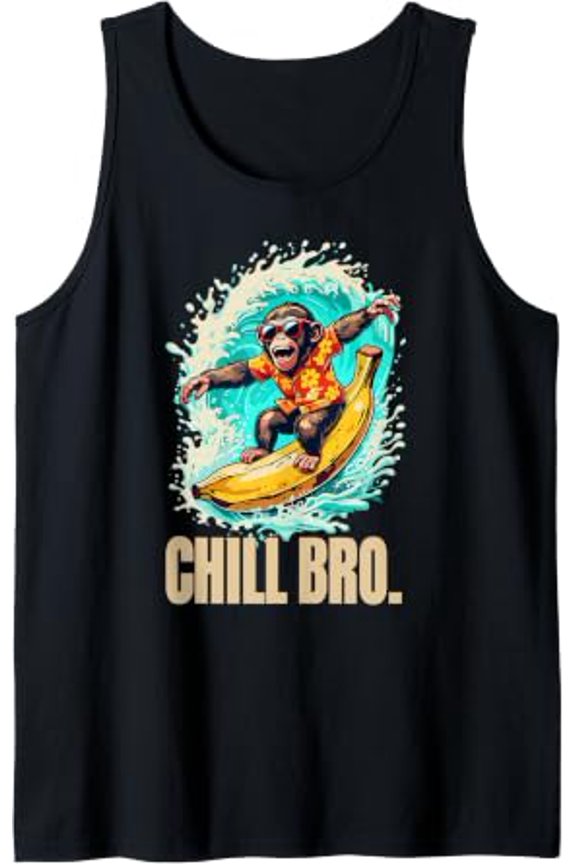 Cool Surfing Monkey Chill Style Tank Top Size S-3XL