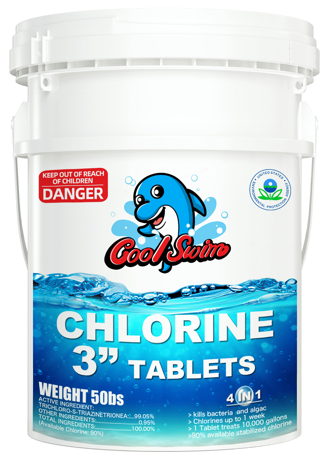Cool Swim 3 inch 50 lbs Stabilized Chlorine Tablets For Swimming Pools