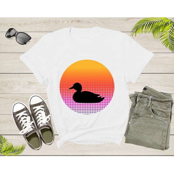 Cool Swimming Duck Animal Silhouette at Sunset Nature Bird T-Shirt Duck Lover Gift T Shirt for Men Women Kids Boys Girls Duck Graphic Tshirt