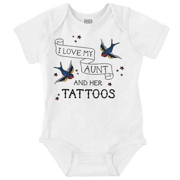 Cool Tattooed Aunt Cute Niece Nephew Romper Boys or Girls Infant Baby Brisco Brands NB