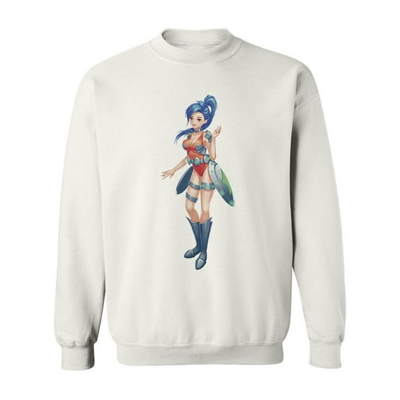 Cool Technology Girl Cartoon Sweatshirt Men -Image by Shutterstock, Male Medium