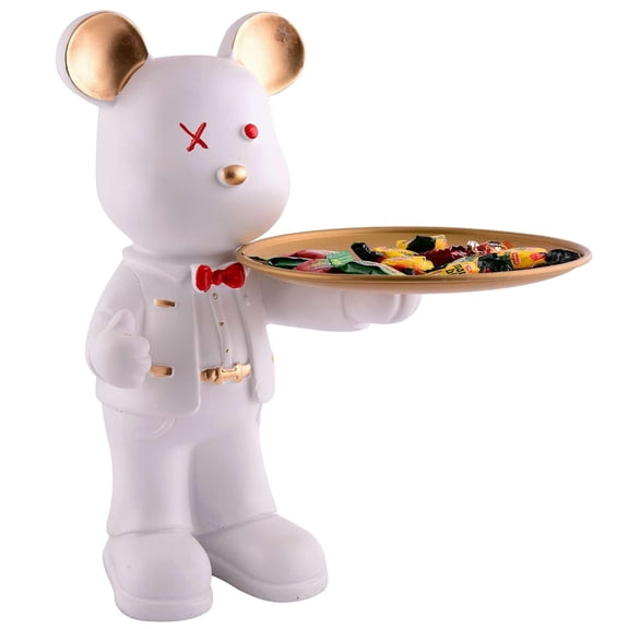 Cool Teddy Bear Showpiece For Home Decorative Showpiece - Copper & White | Teddy Bear With Palter Statue For Office Dcor Showpiece | Home Kitchen Dcor | Perfect For Any Room - 1 Piece