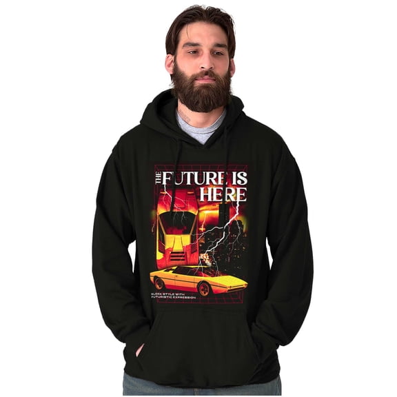 Cool The Future is Here Muscle Car Men's Big & Tall Graphic Hoodie Brisco Brands 2X