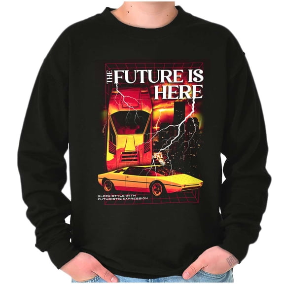 Cool The Future is Here Muscle Car Men's Crewneck Sweatshirt Brisco Brands L