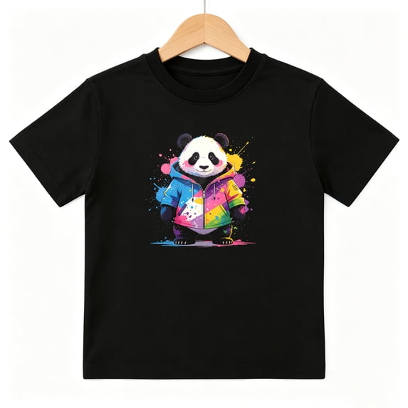 Cool Tie Dye Panda Boys Graphic Tees Kids T-Shirt 100% Cotton Short Sleeve Tops Ages 4-13Y