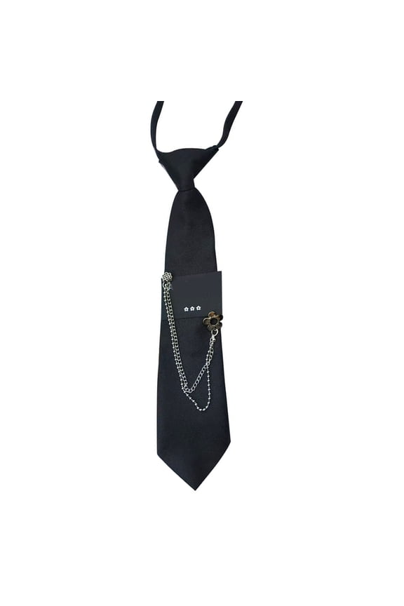 Cool Tie for Theme Party Knotfree Neck Tie with Metal Chain School Event Shirt Tie for Everyday Use Uniform Neckwear