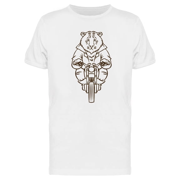 Cool Tiger Biker Sketch T-Shirt Men -Image by Shutterstock, Male x-Large
