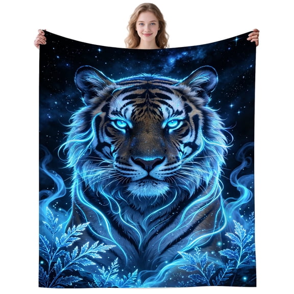 Cool Tiger Blanket Gifts for Women Men Adults Tigers Lovers Soft Cozy Plush Cosmic Neon Tiger Throw Blankets for Bedding Camping Decor Birthday Gifts 50×40 Inch