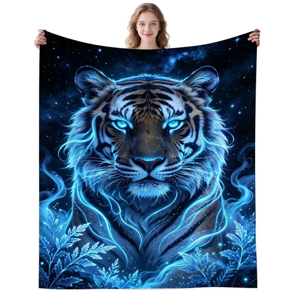 Cool Tiger Blanket Gifts for Women Men Adults Tigers Lovers Soft Cozy Plush Cosmic Neon Tiger Throw Blankets for Bedding Camping Decor Birthday Gifts 50×40 Inch