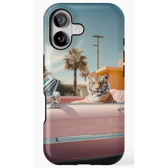 Cool Tiger Palm Springs Cabriolet Phone Case for iPhone 11 12 13 14 15 16 17 Pro Max