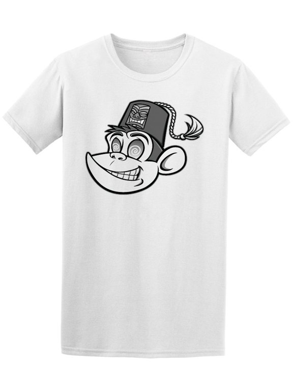 Cool Tiki Crazy Monkey Cartoon T-Shirt Men -Image by Shutterstock, Male XX-Large