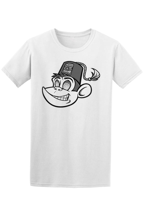 Cool Tiki Crazy Monkey Cartoon T-Shirt Men -Image by Shutterstock, Male XX-Large