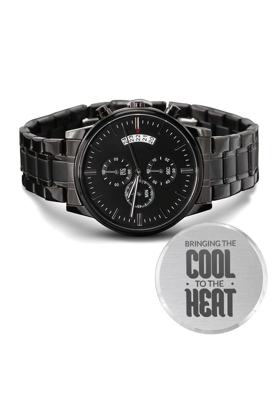 Cool To The Heat Engraved Multifunction Analog Stainless Steel Chronograph Men's Watch W Copper Dial