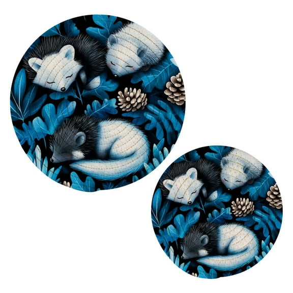 Cool Toned Pattern Trivets Potholders Cotton Braided Potholders Heat-Resistant Pads 7.09'' and 9.45''