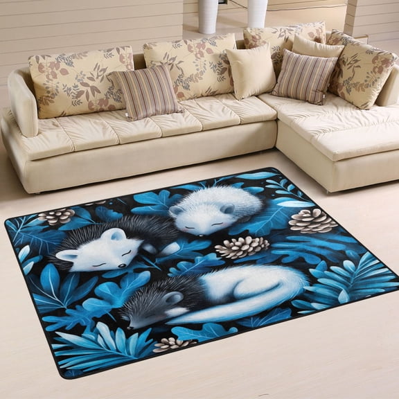 Cool Toned Pattern Soft Polyester Area Rug 36''x24'', Non Slip, Memory Foam, Water Absorbent