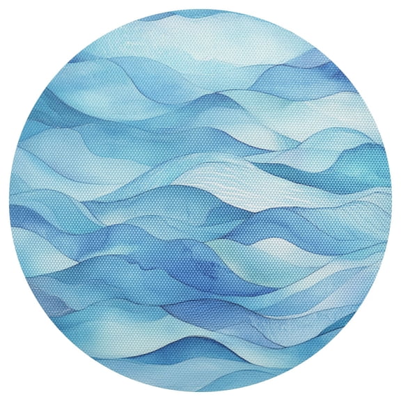 Cool Toned Waves Pattern 15.4in Diameter PVC Plate Mat, Heat-Resistant and Cuttable, Kitchen Decor