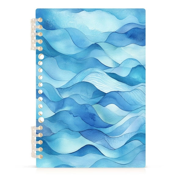 Cool Toned Waves Pattern A5 8.3x5.7in PP Notebook, Adjustable Rings, 60 Sheets, Diary or Journey Note