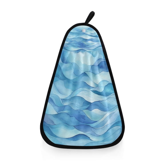 Cool Toned Waves Pattern Hanging Towel Hand Towel 16.53x12.20in Quick-Drying for Kitchen and Bathroom Use