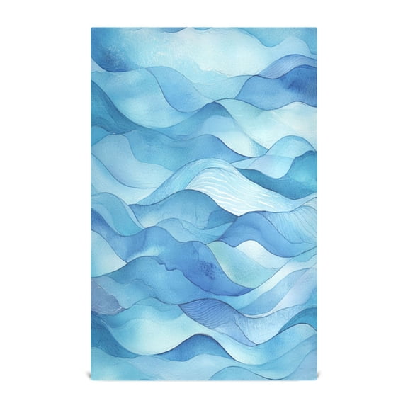 Cool Toned Waves Pattern Kitchen Towels 6-Piece Pack Tea Towels for Kitchen Decorative Waffle Design 28x18in