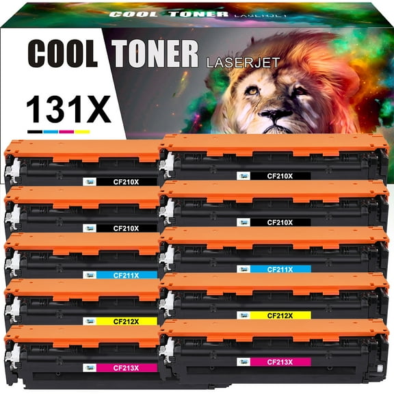 Cool Toner 10-Pack Compatible Toner Cartridge Replacement for HP CF210X LaserJet Pro 200 Color M251n M251nw, MFP M276n M276nw Printer Ink 4x Black, 2x Cyan, 2x Magenta, 2x Yellow