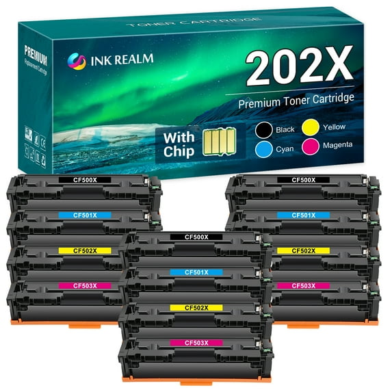 Cool Toner 12-Pack Compatible Toner Cartridge for HP 202X CF500X CF501X CF502X CF503X Color LaserJet Pro M254dw M254dn M254nw MFP-M281fdw M281fdn M281cdw M280nw Ink(Black, Cyan, Magenta, Yellow)