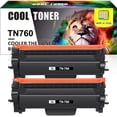thumbnail image 1 of Cool Toner 2-Pack Compatible Toner Cartridge Replacement for Brother TN760 TN-760 HL-L2350DW L2370DW L2370DWXL L2390DW L2395DW, DCP-L2550DW, MFC-L2710DW L2730DW L2750DW L2750DWXL Printer Ink Black, 1 of 7