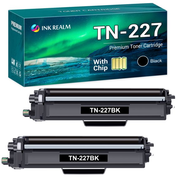 Ink realm 2-Pack Compatible Toner Cartridge Replacement for Brother TN-227 TN227 TN227BK TN223 TN223BK for HL-L3210CW HL-L3290CDW HL-L3230CDW MFC-L3750CDW HL-L3270CD MFC-L3710CW Printer Ink Black